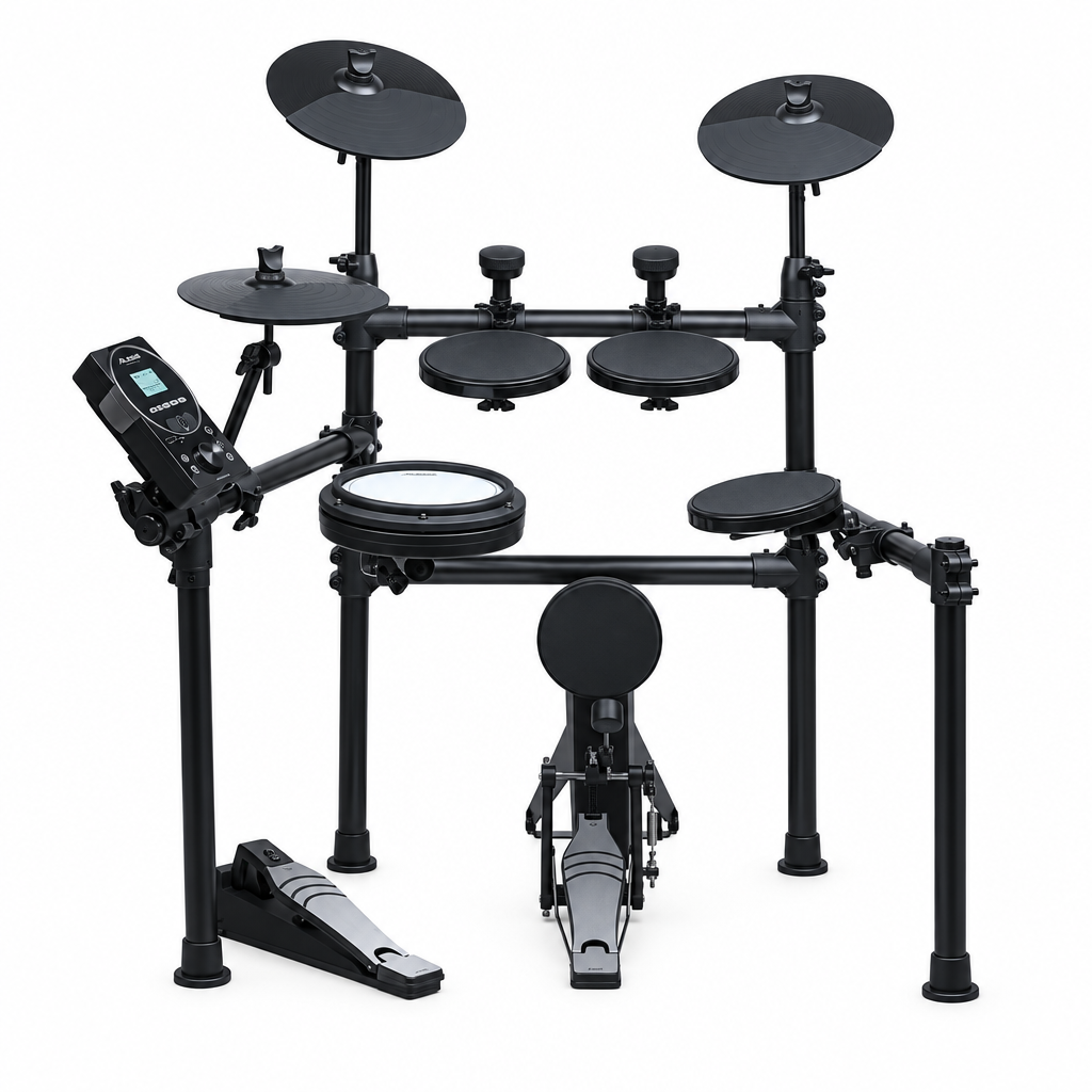 Practice rhythms and build your own kit sound with the MZ52O electronic drum set. The 8-inch dual-zone mesh snare and compact toms provide a varied playing setup, while choke-equipped crash and ride pads add control to cymbal accents.

Drums and cymbals
Three 7.5-inch single-zone toms and one 8-inch dual-zone mesh snare
10-inch crash and ride cymbals, each with choke; 10-inch hi-hat with continuous-type pedal
6-inch kick pad; support for a second crash and double-bass triggering
Sounds and practice
25 prese