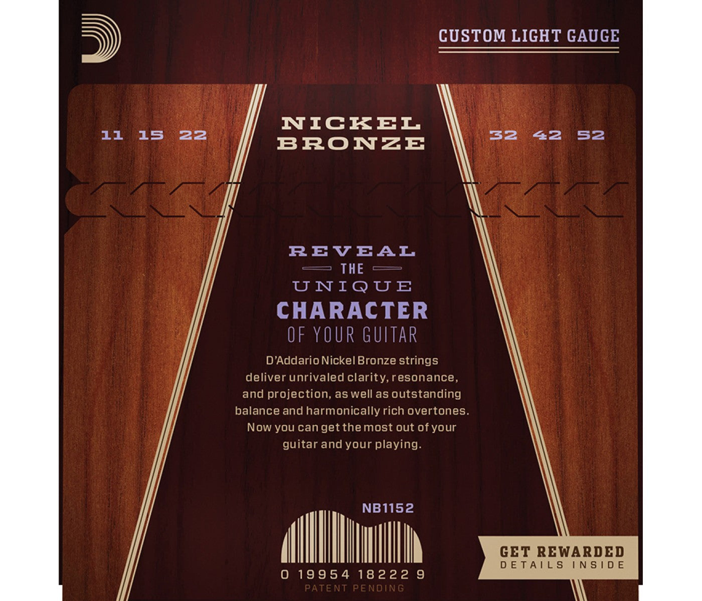 D'Addario NB1152 Nickel Bronze Acoustic Guitar Strings Light - 11-52
