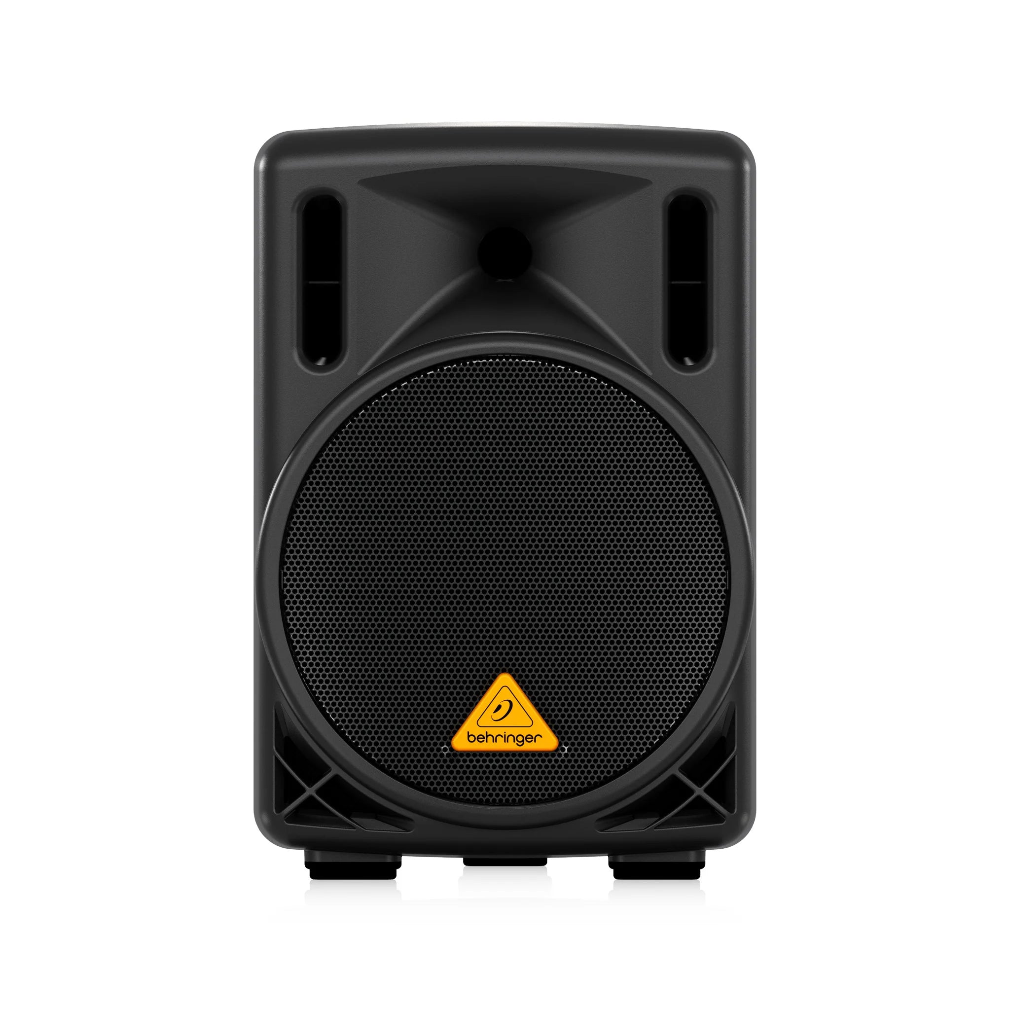 Black speaker with Behringer logo on a white background