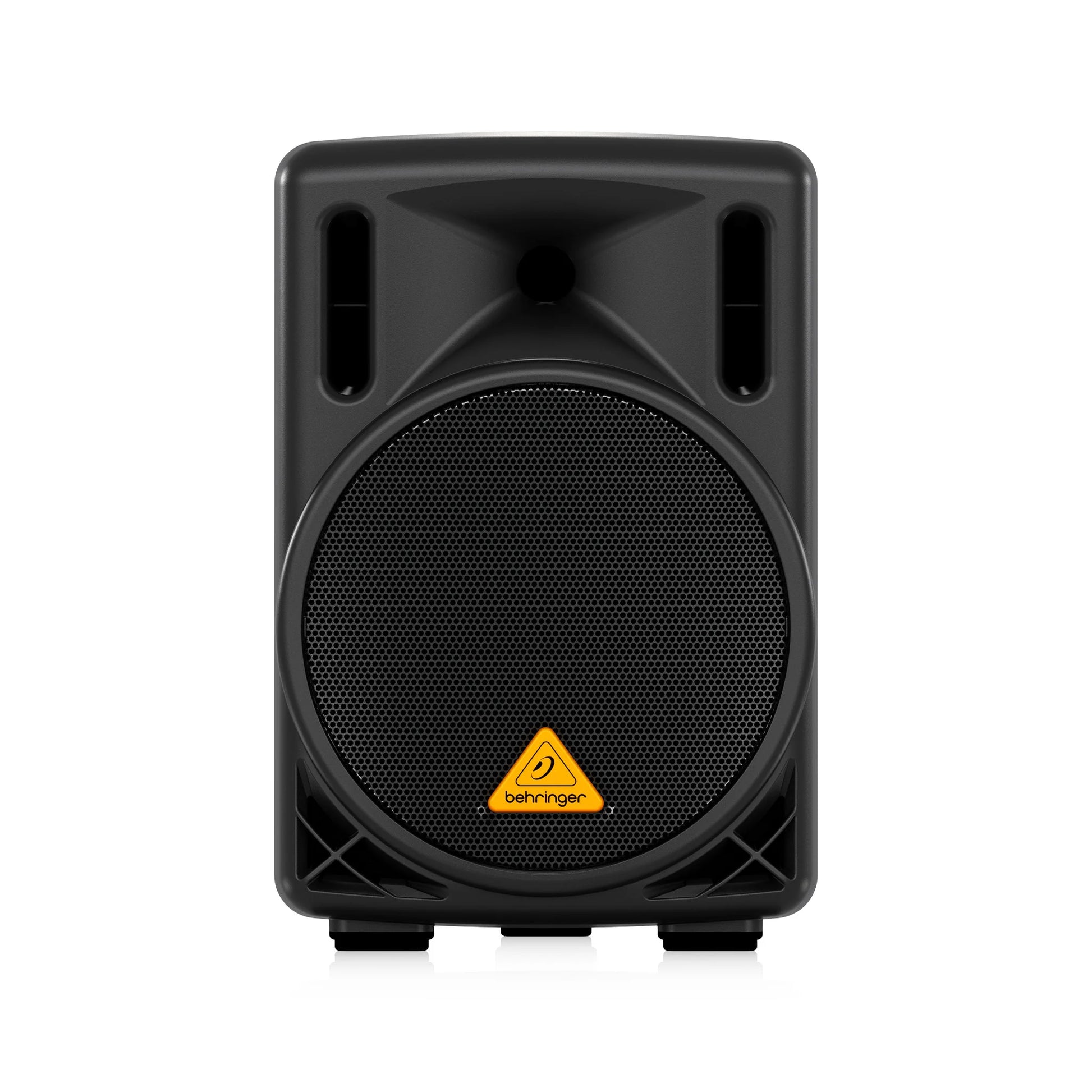 Black speaker with Behringer logo on a white background