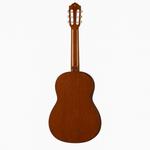 Straight-on full rear view of the Yamaha C80 classical guitar, showing the back finish, neck, headstock, and Yamaha branding.