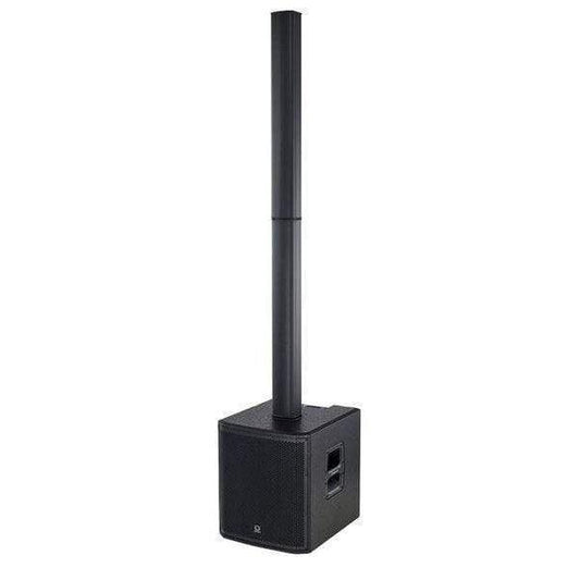 Black column speaker on a white background