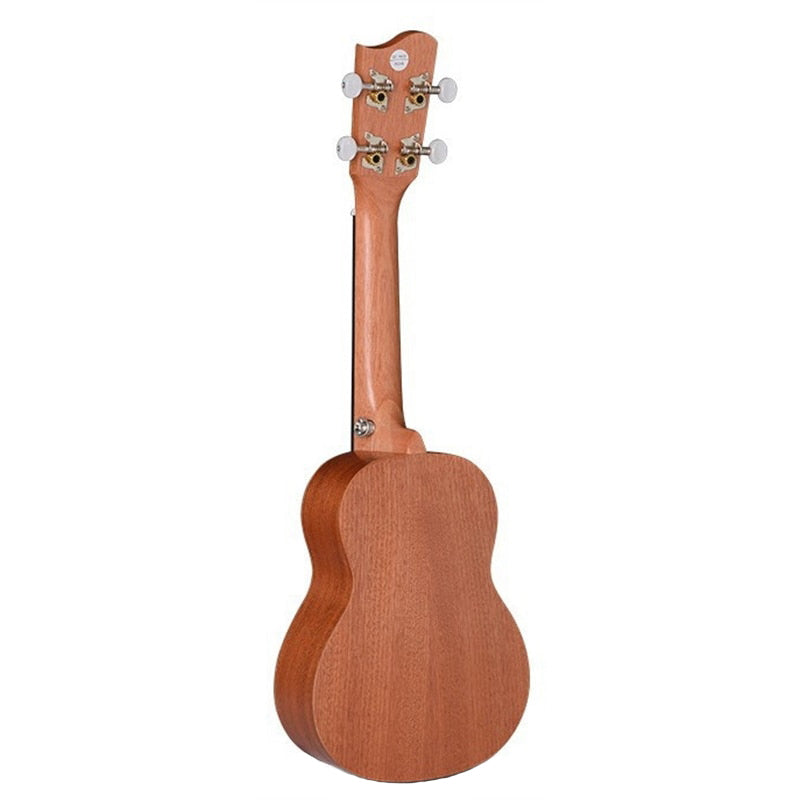 Wooden ukulele on a white background