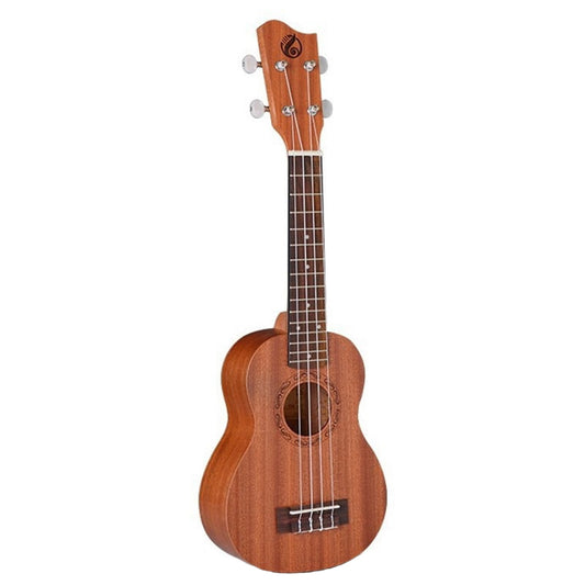Wooden ukulele on a white background