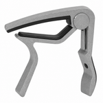 Unbranded BDJ-007 guitar capo shown from the front with its metal body, spring mechanism, and contact pads