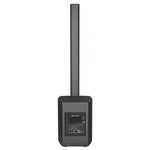 Black portable radio receiver with antenna on a white background