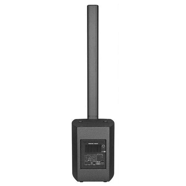 Black portable radio receiver with antenna on a white background