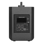 Black audio equipment with brand logo on a white background
