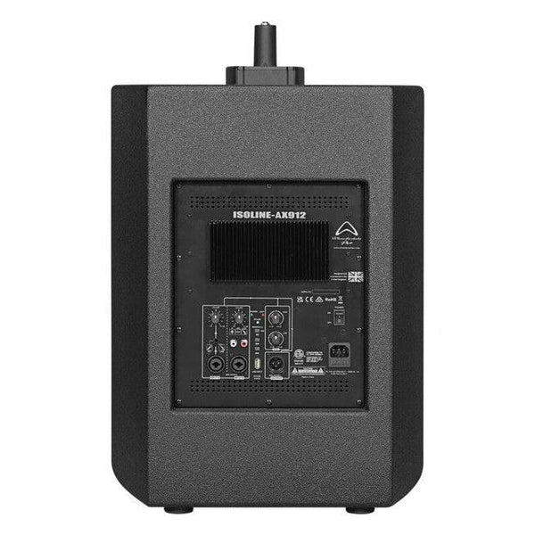 Black audio equipment with brand logo on a white background
